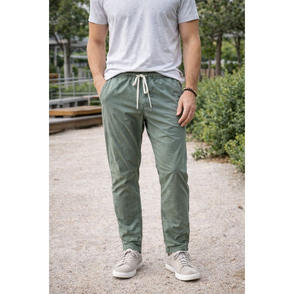 Men's Olive Green Drawstring Casual Pants